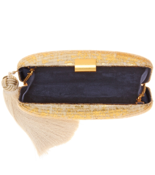Women's bag with golden threads