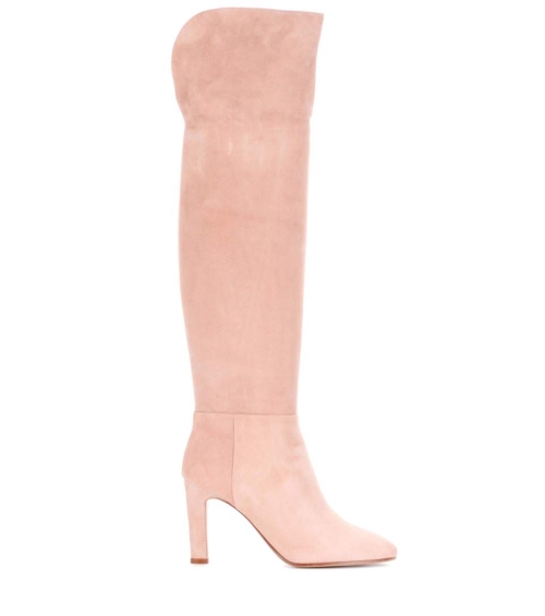 High leather boots pink