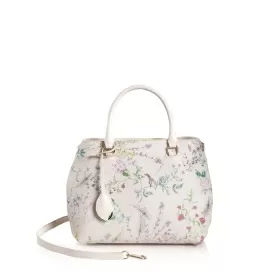 Geanta alba cu imprimeuri naturale